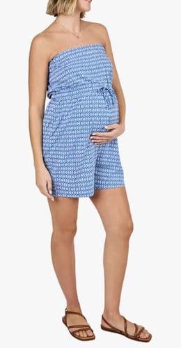 JOJO MAMAN BEBE MATERNITY BLUE FLORAL JERSEY PLAYSUIT M 12-14
