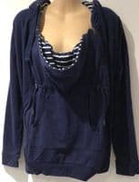 JOJO MAMAN BEBE NAVY 3 IN 1 BABY WEARING ZIP HOODIE JACKET SIZE M 12-14