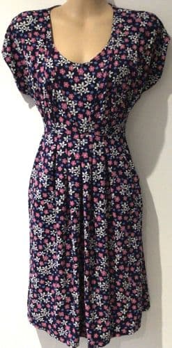 JOJO MAMAN BEBE NAVY/PINK FLORAL TUNIC NURSING DRESS SIZE S 10/12