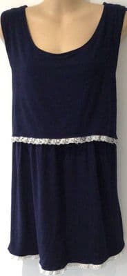 JOJO MAMAN BEBE NAVY PYJAMA VEST TOP SIZE L 16-18