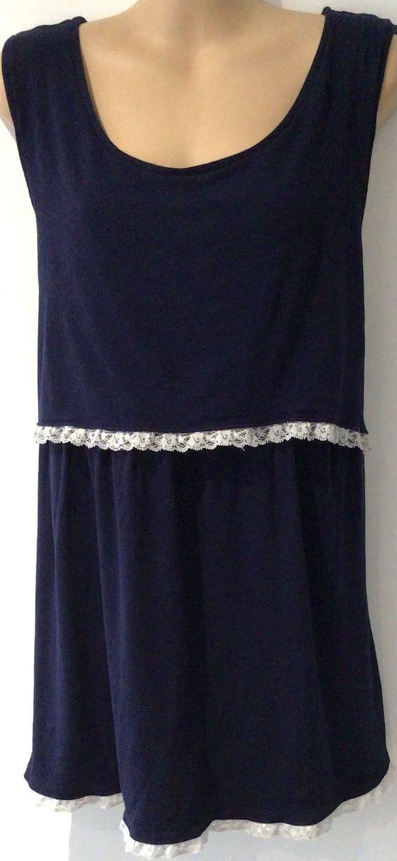JOJO MAMAN BEBE NAVY PYJAMA VEST TOP SIZE L 16-18