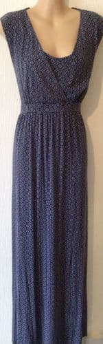 JOJO MAMAN BEBE NAVY SLEEVELESS PRINTED MAXI NURSING DRESS SIZE L 16/18