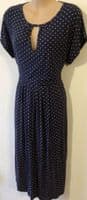 JOJO MAMAN BEBE NAVY SPOT KEYHOLE MATERNITY/NURSING JERSEY DRESS BNWT SIZE L 16/18