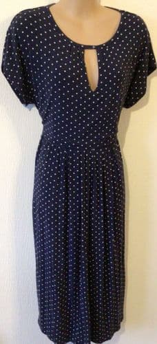 JOJO MAMAN BEBE NAVY SPOT KEYHOLE MATERNITY/NURSING JERSEY DRESS BNWT SIZE L 16/18