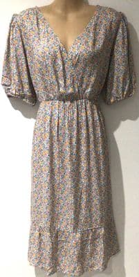 JOJO MAMAN BEBE ORANGE PRINT WRAP MATERNITY/NURSING DRESS BNWT SIZE L 16-18