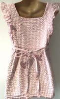 JOJO MAMAN BEBE PALE PINK GINGHAM FRILL BLOUSE TOP SIZE L 14/16