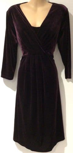 JOJO MAMAN BEBE PLUM VELOUR MATERNITY/NURSING DRESS SIZE L 16-18