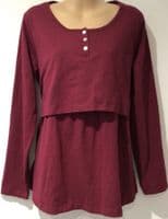 JOJO MAMAN BEBE RASPBERRY PINK LONG SLEEVE PYJAMA TOP SIZE L 14/16