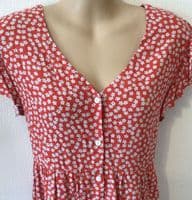 JOJO MAMAN BEBE RED FLORAL BLOUSE TOP SIZE M 12-14