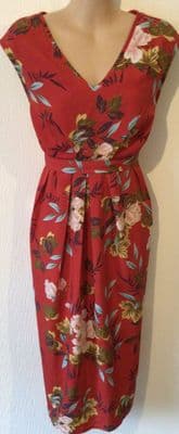 JOJO MAMAN BEBE RED FLORAL OCCASION MATERNITY/NURSING DRESS BNWT SIZE 12