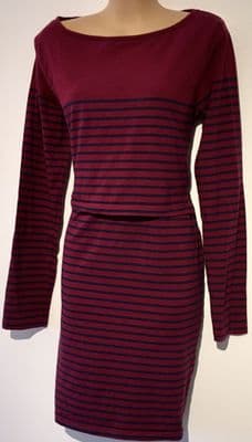 JOJO MAMAN BEBE RED/NAVY BRETON STRIPE JERSEY DRESS SIZE S 10