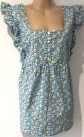 JOJO MAMAN BEBE TEAL LEMON PRINT BLOUSE TOP SIZE L 16-18