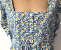 JOJO MAMAN BEBE TEAL LEMON PRINT BLOUSE TOP SIZE L 16-18