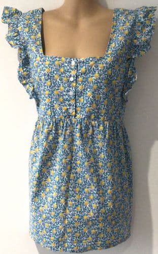 JOJO MAMAN BEBE TEAL LEMON PRINT BLOUSE TOP SIZE L 16-18