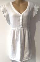 JOJO MAMAN BEBE WHITE BRODERIE SLEEVE BLOUSE TOP SIZE M 12-14