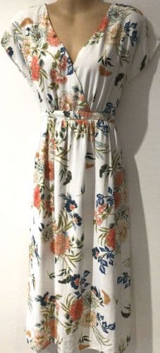 JOJO MAMAN BEBE WHITE FLORAL PRINT OCCASION MATERNITY & NURSING DRESS SIZE 16