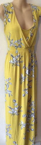 JOJO MAMAN BEBE YELLOW SLEEVELESS FLORAL SUMMER MAXI NURSING DRESS M 12-14