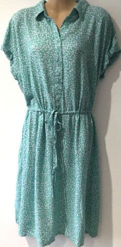 JOULES AQUA BLOSSOM PRINT BUTTON DRESS SIZE 16