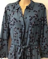 JOULES BLUE FLORAL BUTTON MIDI SHIRT DRESS SIZE 10