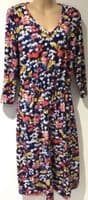 JOULES BLUE FLORAL JERSEY MIDI DRESS WITH POCKETS SIZE 12