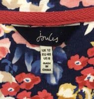 JOULES BLUE FLORAL JERSEY MIDI DRESS WITH POCKETS SIZE 12