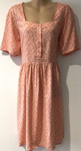 JOULES CORAL FLORAL DITSY PRINT TUNIC TEA DRESS SIZE 12