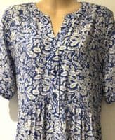 JOULES ELLA BLUE FLORAL BUTTON TEA DRESS WITH POCKETS BNWT SIZE 14