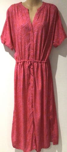 JOULES EMILIE PINK ZEBRA FLORAL BUTTON MAXI SHIRT DRESS SIZE 14