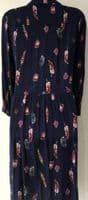 JOULES NAVY FEATHER PRINT BUTTON TEA DRESS SIZE 12