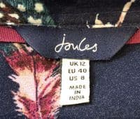 JOULES NAVY FEATHER PRINT BUTTON TEA DRESS SIZE 12