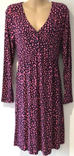 JOULES NAVY/PINK JERSEY MIDI DRESS SIZE 12