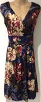 JOULES NAVY SYLVIA COTTON WRAP FLORAL DRESS SIZE 12