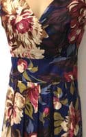 JOULES NAVY SYLVIA COTTON WRAP FLORAL DRESS SIZE 14