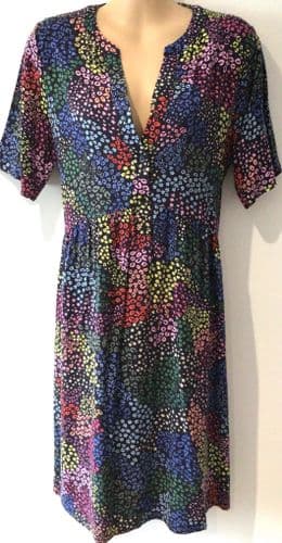 JOULES RAINBOW FLORAL/LEOPARD PRINT SHIRT DRESS SIZE 16