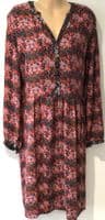 JOULES RED SOPHIA NEEDLECORD FLORAL PRINT BUTTON TEA DRESS SIZE 18
