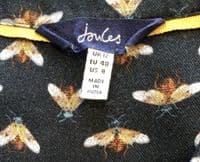 JOULES SOPHIA BLACK BEE PRINT BUTTON SHIRT DRESS SIZE 12