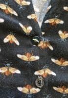 JOULES SOPHIA BLACK BEE PRINT BUTTON SHIRT DRESS SIZE 12