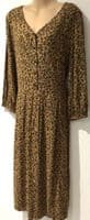 JOULES TAN LEOPARD PRINT BUTTON MIDI TEA DRESS SIZE 12