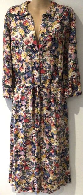 JOULES WINSLET MULTI FLORAL BUTTON SHIRT MIDI DRESS SIZE 14
