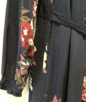 JOULES WINSLET NAVY FLORAL BUTTON SHIRT MIDI DRESS SIZE 14