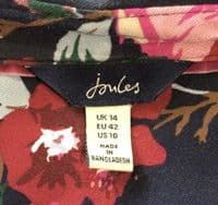 JOULES WINSLET NAVY FLORAL BUTTON SHIRT MIDI DRESS SIZE 14