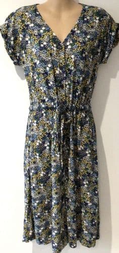 JOULES YASMINE DITSY FLORAL BUTTON TEA DRESS SIZE 14