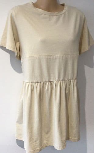 JUNO JACKS BEIGE ZIP NURSING T-SHIRT TOP SIZE 14