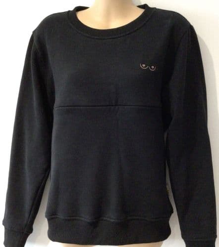 JUNO JACKS BLACK BOOBIE ZIP NURSING SWEATER SIZE S 8/10