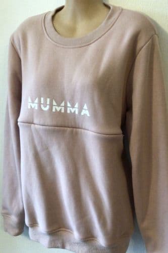 JUNO JACKS BLUSH PINK MUMMA ZIP NURSING SWEATER SIZE S 10/12