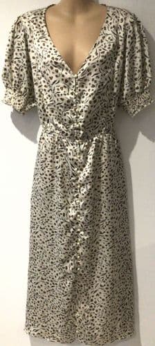 JUNO JACKS CREAM LUNA LEOPARD PRINT NURSING MIDI DRESS SIZE 10