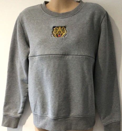 JUNO JACKS GREY TIGER ZIP NURSING SWEATER SIZE L 14/16