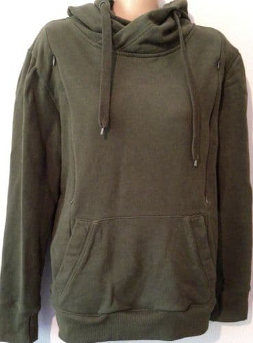 JUNO JACKS KHAKI ZIP NURSING HOODIE SIZE L 14
