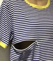 JUNO JACKS MOLLY BLUE/WHITE STRIPE ZIP JERSEY NURSING TOP SIZE 24