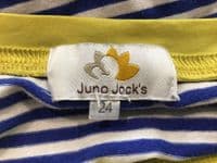 JUNO JACKS MOLLY BLUE/WHITE STRIPE ZIP JERSEY NURSING TOP SIZE 24